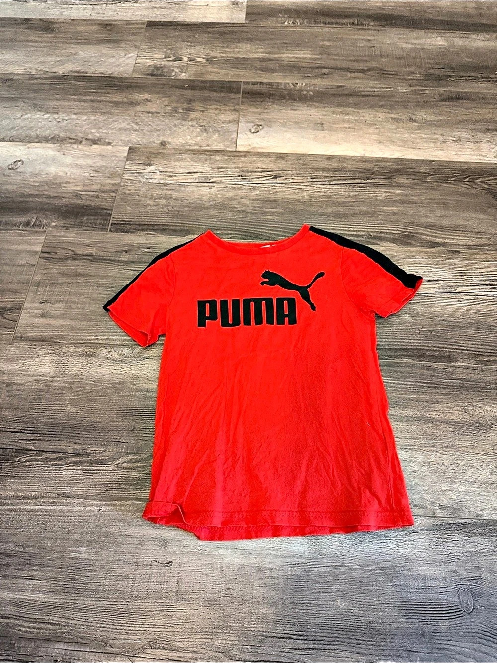 Puma Comfort Reverb Tee Boys Size 8 Red Graphic Tee